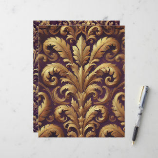Papel Escrapbook Acanthus, vitoriano, roxo e Doura