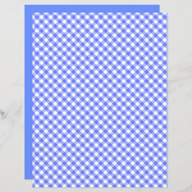 Papel Escrapbook Azul Gingham (Frente/Verso)