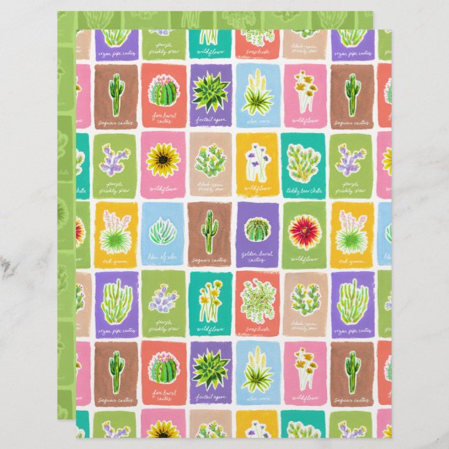 Papel Escrapbook Das Plantas Desertais (Frente/Verso)