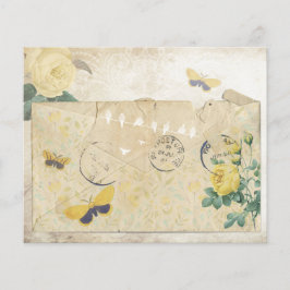 Papel Escrapbook Vintage Yellow Rose & Butterfly