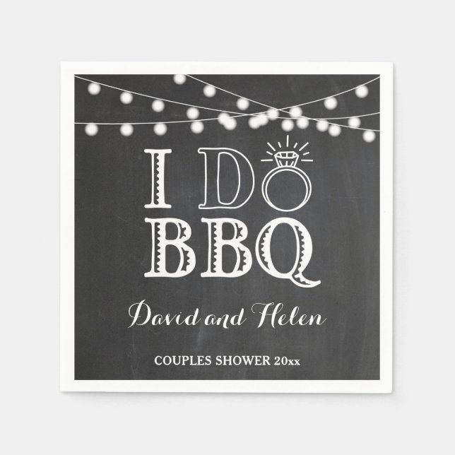 Papel Eu faço Chalkboard BBQ Guardanapo de Noivado Casam (Frente)