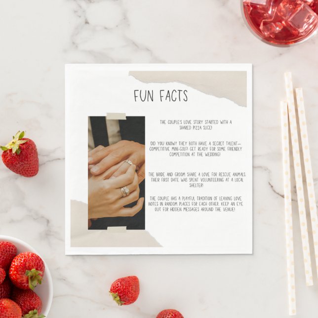 Papel fatos divertidos guardanapo de casamento (Insitu)