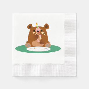 Papel Feliz aniversario, pouco urso!! Guardanapo de