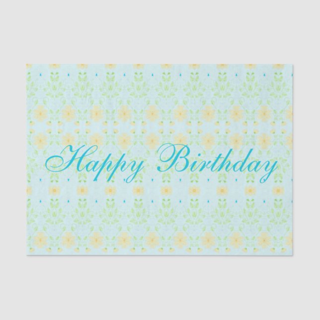 Papel Feliz De Aniversário Amarelo E Azul (Frente )