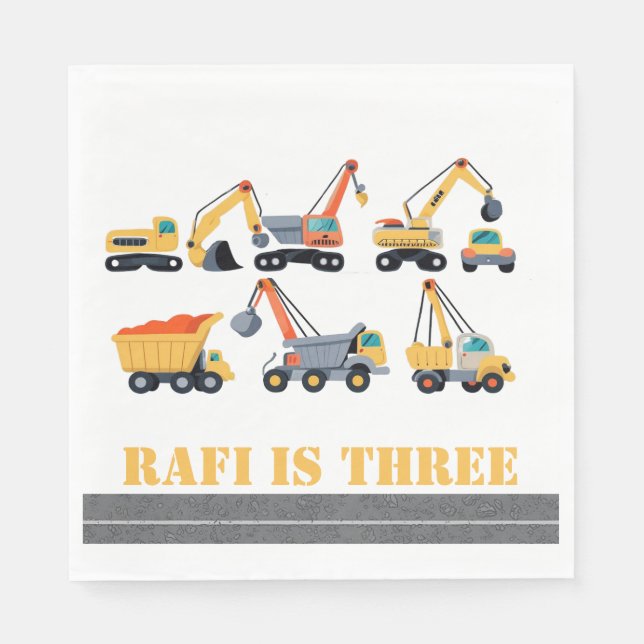 Papel Festa de construção guardanapo de aniversário (Frente)