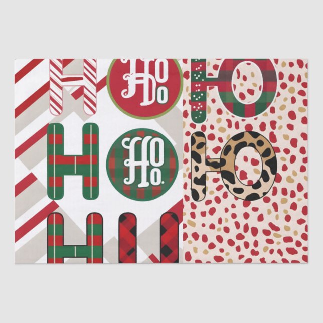 Papel Festivo "HO HO HO" de Moldagem de Natal com (Frente )