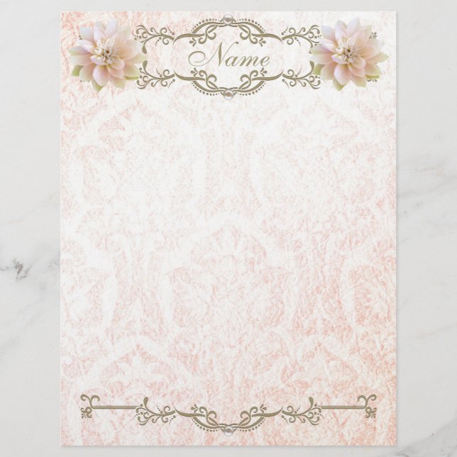 Papel Flor de Lótus Rosa Antigo com Cabeçalho Péro (Frente)