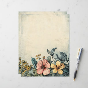 Papel Floral Antigo Vintage para Scrapbook de Pape