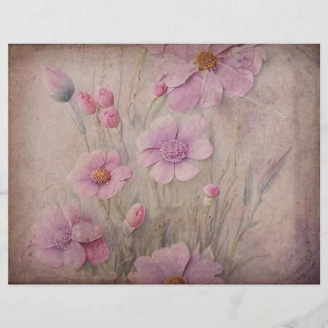 Papel Floral bonito Pink Vintage (Frente)
