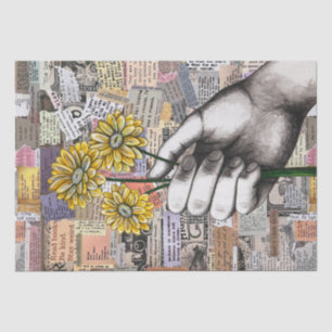 Papel Floral Coletor Mídia Tecido Mídia Misturada