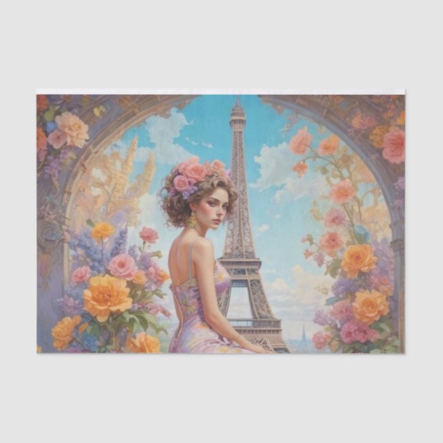 Papel Floral de Decoupage de Mulher Francesa da To (Frente )