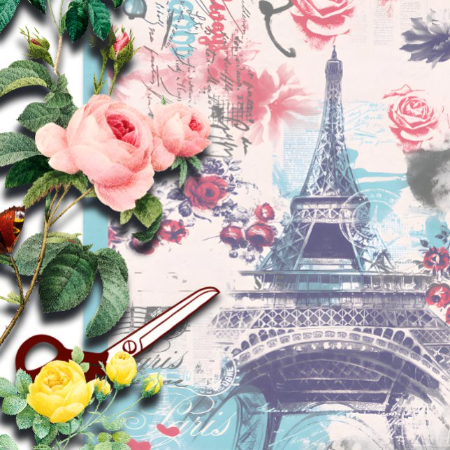 Papel Floral em Torre Paris Eiffel (Criador carregado)