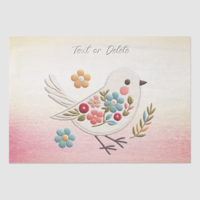 Papel Floral para Pássaros Brancos (Frente )