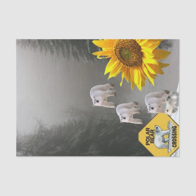 Papel Floral para Urso Polar de Girassol (Frente )