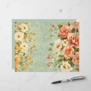 Papel Floral Rosa Azul para Scrapbook Journal