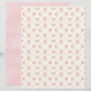 Papel Floral Rosa Coquete Vintage para Scrapbook