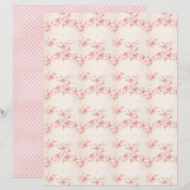 Papel Floral Rosa Coquete Vintage para Scrapbook