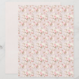 Papel Floral Rosa Coquete Vintage para Scrapbook