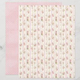 Papel Floral Rosa Coquete Vintage para Scrapbook