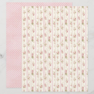 Papel Floral Rosa Coquete Vintage para Scrapbook