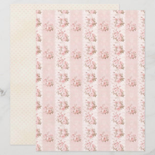 Papel Floral Rosa Coquete Vintage para Scrapbook