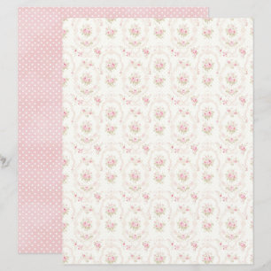 Papel Floral Rosa Coquete Vintage para Scrapbook