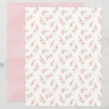 Papel Floral Rosa Coquete Vintage para Scrapbook