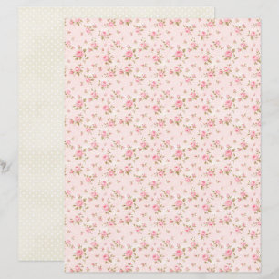 Papel Floral Rosa Coquete Vintage para Scrapbook
