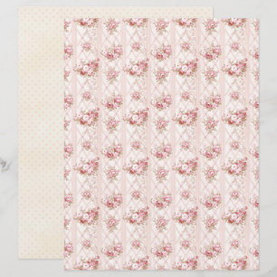 Papel Floral Rosa Coquete Vintage para Scrapbook