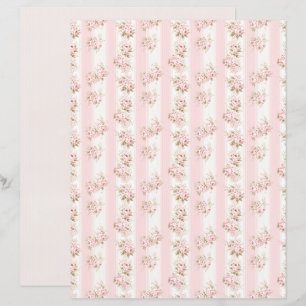 Papel Floral Rosa Coquete Vintage para Scrapbook