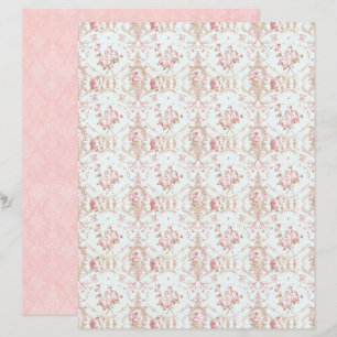 Papel Floral Rosa Coquete Vintage para Scrapbook