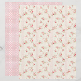 Papel Floral Rosa Coquete Vintage para Scrapbook