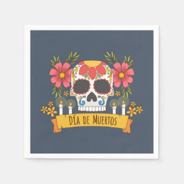 Papel Floral Skull Dia de los Muertos | Guardanapo