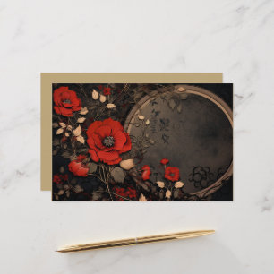 Papel Floral Vermelho e Preto Vintage Bonito