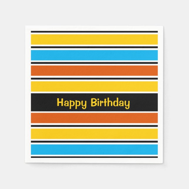 Papel Globe Stripe Classic Birthday - guardanapo de pape (Frente)