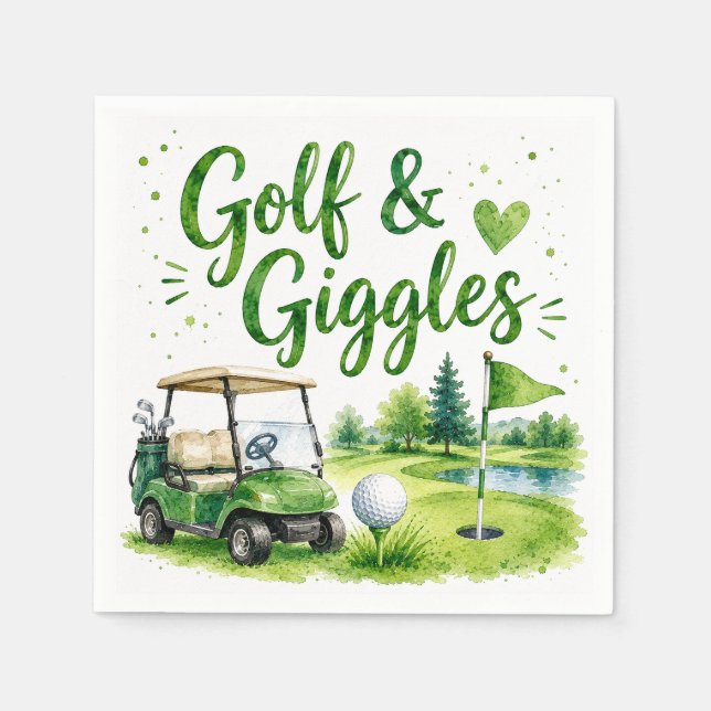 Papel Golf e Gargalhadas Guardanapo de Aquarela de Golfe (Frente)