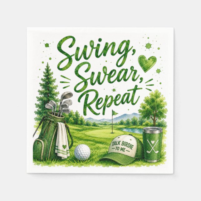 Papel Golf e Risadas Guardanapo de Aquarela de Golfe Div (Frente)