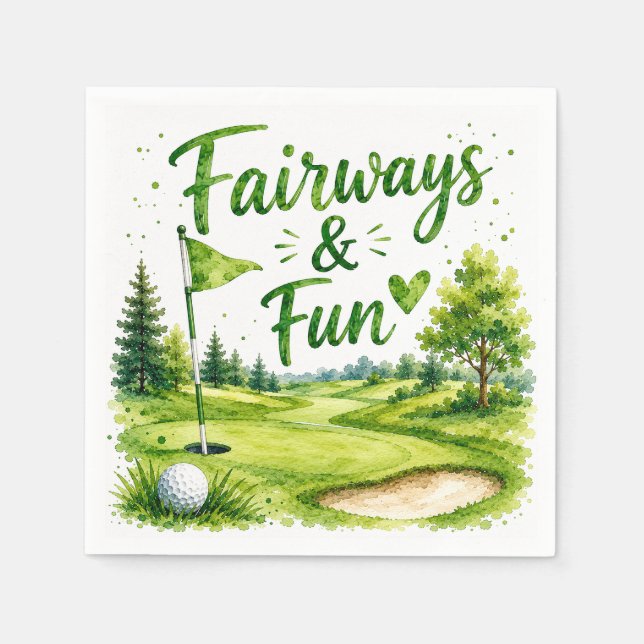 Papel Golf e Risadas Guardanapo de Aquarela de Golfe Div (Frente)