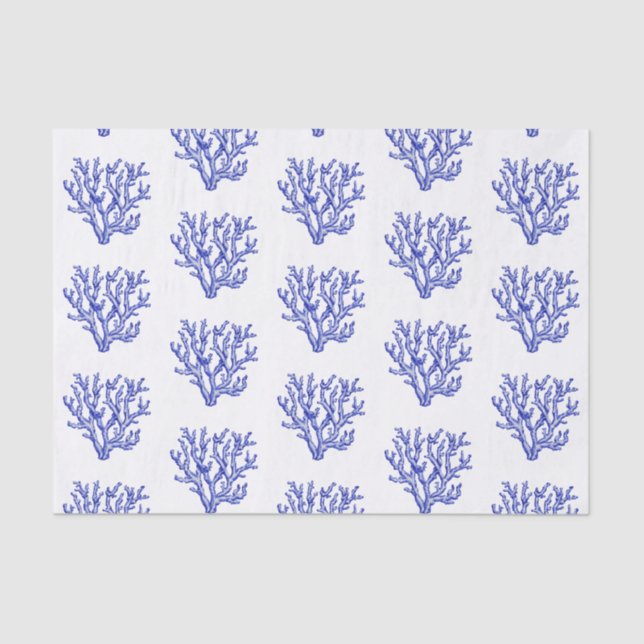 Papel grande de tecidos de coral marinho azul e br (Frente )