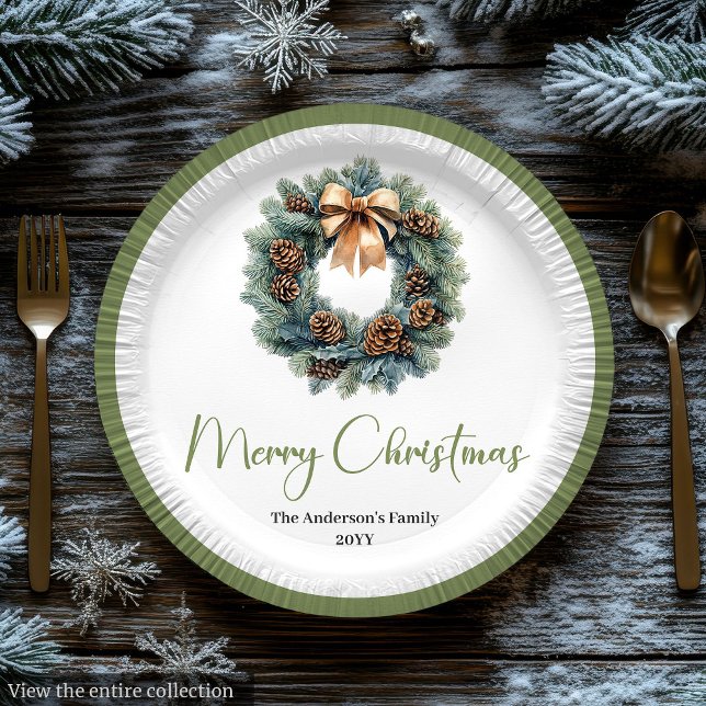 Papel Grinalda de Natal Boêmia Simples em Prato Tendênci (Simple Bohemian Christmas Wreath in Trendy Plate

)