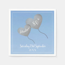 guardanapo azul-balão de 80 aniversário
