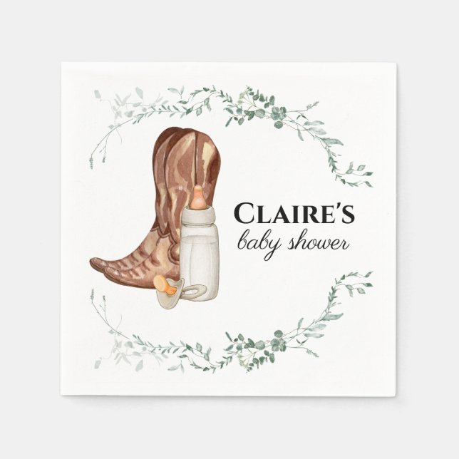 Papel Guardanapo Chá de fraldas Russo de Cowgirl (Frente)