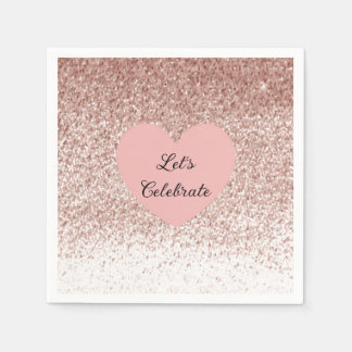 Papel Guardanapo com Design de Brilho Falso em Rose Gold