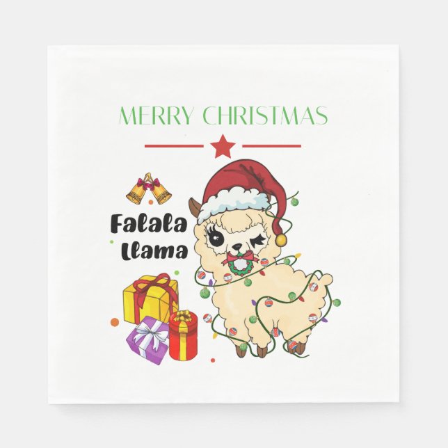 Papel Guardanapo da Lhama de Natal (Frente)