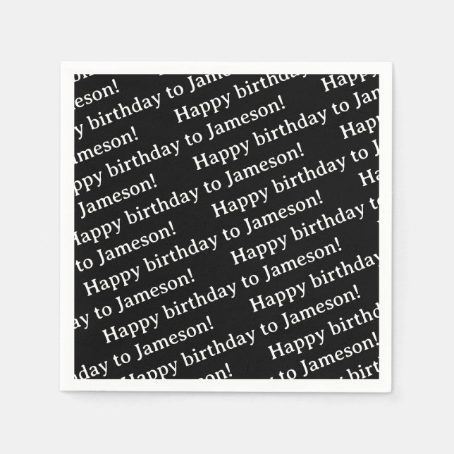 Papel Guardanapo de aniversário com texto personalizado (Frente)
