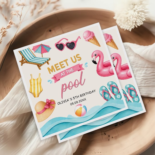 Papel Guardanapo de Aniversário da Piscina de Verão (Criador carregado)