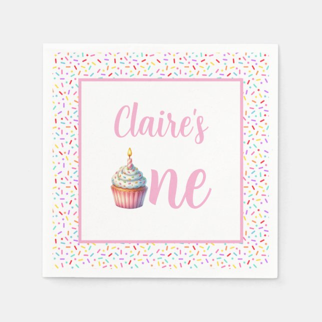 Papel Guardanapo de Aniversário de 1 ano da Doce Um (Frente)