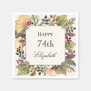 Papel Guardanapo de Aniversário de 74 anos Folhas de Out