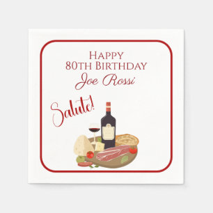 Papel Guardanapo de Aniversário de 80 anos com Tema Ital