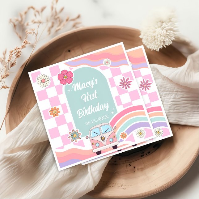 Papel Guardanapo de Aniversário de Carro Daisy Arco-íris (Criador carregado)